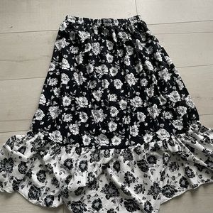 Skirt midi black and white flowers Rachel Roy size s